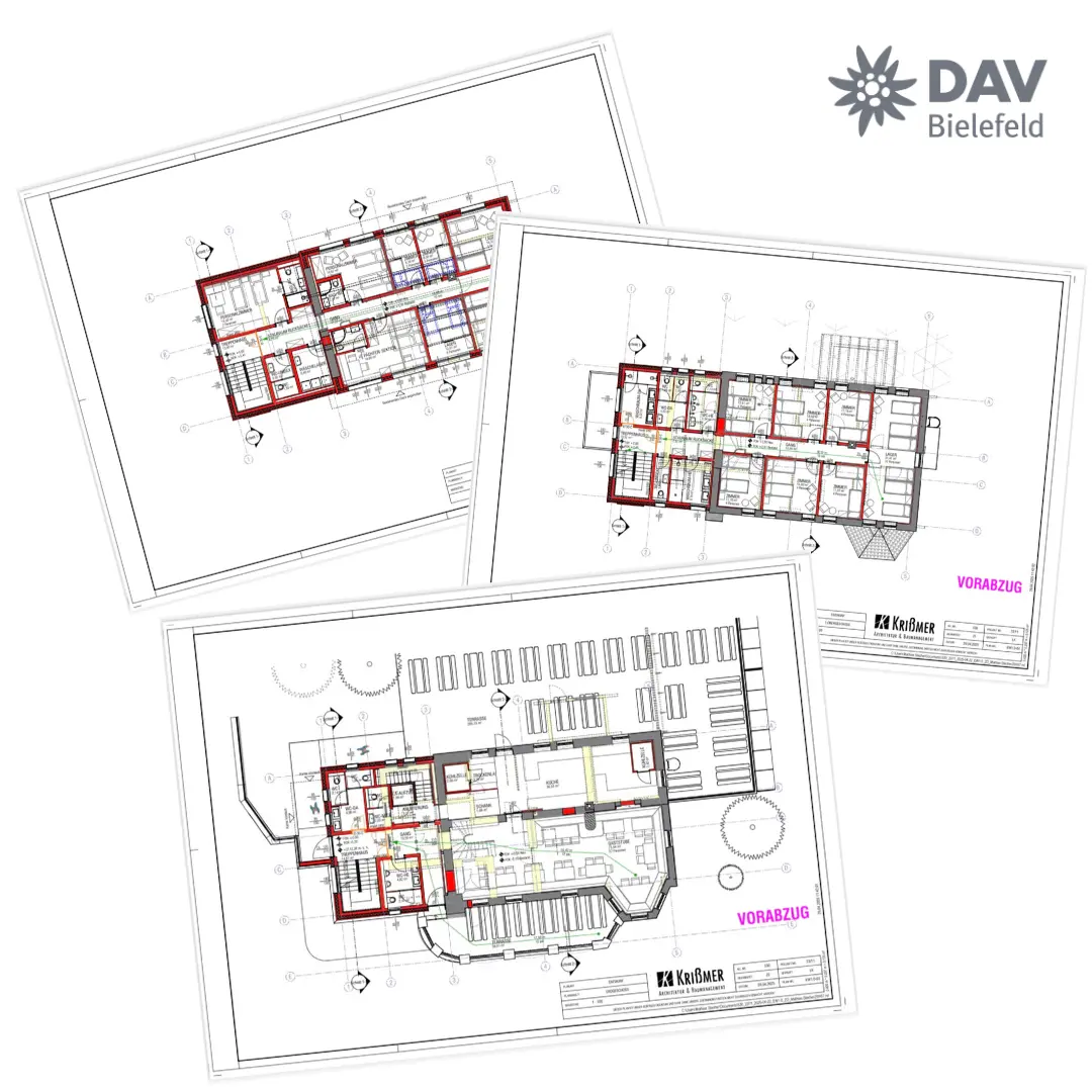technische Zeichnung der neuen Bielefelder Hütte | © DAV Bielefeld