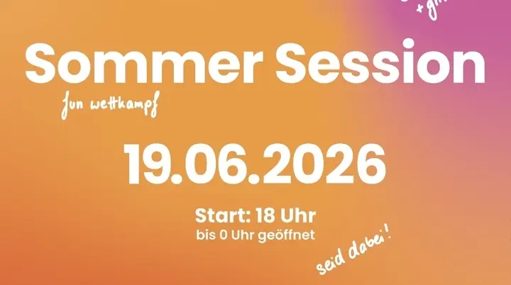 Plakat zur „Sommer Session“ im DAV Alpinzentrum Bielefeld am 19.06.2026 ab 18 Uhr mit Bouldern, Cocktails und Verlosung. | © Daniel Buse