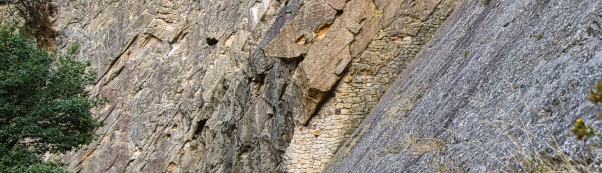 Große Felswand in einem bewaldeten Klettergebiet. Am Fuß der Wand bereiten mehrere Personen mit Kletterausrüstung ihre Aktivitäten vor. | © Thorsten Neuenbäumer