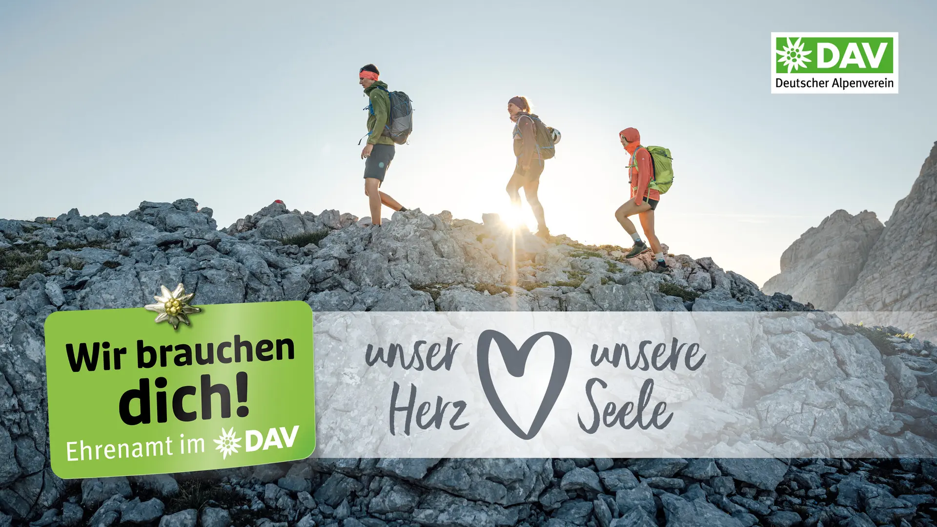 Kampagnenmotiv: Ehrenamtliche Unterstützung beim DAV - Imagefoto | © DAV / Julian Rohn